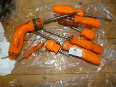 Nine Snap on Screwdrivers (Orange Handle)