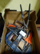 Box Containing Assorted Hand Tools; Cable Cutters,