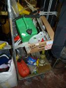 Contents of Basket Including Skeletons, Fuel Cans,