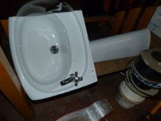 Wash Hand Basin with Pedestal, Waste and Taps