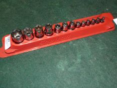 Thirteen Snap on Metric Sockets