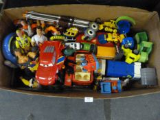 Large Box of Childrens Toys; Action Man, Vehicles,