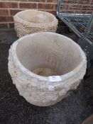 Pair of Reconstituted Limestone Garden Planters wi