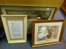Three Framed Prints and a Cloth Print