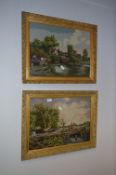 Pair of Gilt Framed Woolwork Tapestry Pictures 