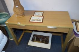 Light Oak Side Table with Two Drawers