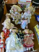 Collection of Small Porcelain Headed Dolls