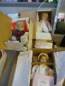 Three Ashton Drake Galleries Porcelain Head Dolls