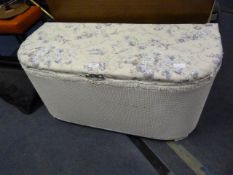 Wicker Ottoman and Contents of Bed and Table Linen