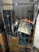 Cage Lot; Suitcase, CD Player, LPs, Ornaments, Was