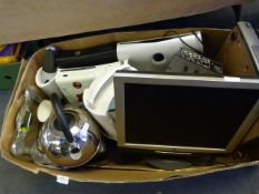 Box Containing Xbox 360, PC Monitor, Kettle, Recor