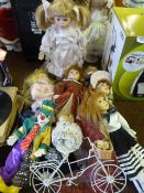 Collection of Porcelain Headed Dolls