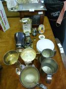 Photo Album Cabinet, Silver Plated Goblets, Brassw