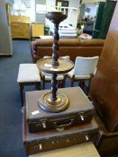 Oak Barley Twist Smokers Companion and Two Suitcas