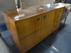 Walnut Side Cabinet with Two Doors and Four Drawer