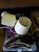 Box Containing Table Lamps, Decorative Plates, Wal