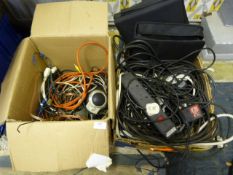 Two Boxes of Various Cables, Speaker Wires, CD Fol