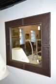 Brown Leather Framed Wall Mirror