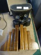 Pair of Prinz 80x30 Binoculars and a Pair of Bookends