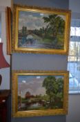 Pair of Gilt Framed Woolwork Tapestry Pictures 