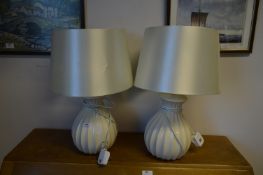 Pair of White Pottery Table Lamps