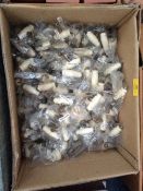 Box of Antique Brass & Cream Porcelain Door Knobs