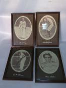 Four Framed Photo Prints; Fred Perry, Max Faulkner