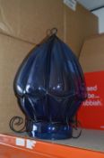 *Pair of Blue Glass Pendant Light Fittings