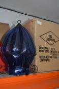 *Pair of Blue Glass Pendant Light Fittings