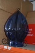 *Pair of Blue Glass Pendant Light Fittings