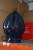 *Pair of Blue Glass Pendant Light Fittings