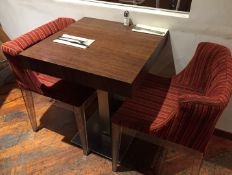 1 x Modern Bistro Cafe Table - Substantial Chrome Base With Dark Oak Table Top - H76 x W60 x D60cm -