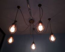 2 x Designer Industrial-Style 5-Light Pendant Fitting - Originally Installed July 2015 - Ref: WS/
