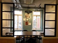 2 x Matching Upright Windowed Partitions In Dark Wood Frames - Ideal For Upmarket Hotels,