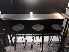 1 x Wall Mounted Bar / Serving Table (Left Hand) - Stainless Steel Topped With Metal Frame -