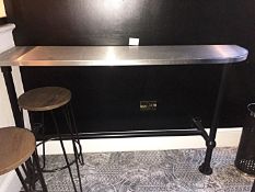 1 x Wall Mounted Bar / Serving Table (Left Hand) - Stainless Steel Topped With Metal Frame -