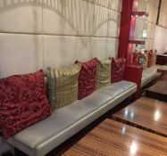 2 x Cream Leather Wall Seating Benches With Padded High Back Walls Fixtures, Central Illuminated