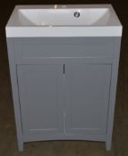 1 x Bath Co Camberley Grey 600mm Vanity Unit With Sink Basin - Unused Stock - CL190 - Ref