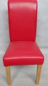 1 x Stylish Dining Room Chair In Soft Red Leather - 107cm x 47cm - Ref: WHI010 - Location: Altrincha