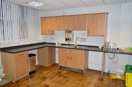 1 x Contemporary Kitchen - Includes Selection of Carcasses With Beech Doors, Chrome Handles, Black
