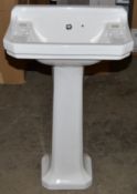 1 x Camberley 500mm Sink Basin With Pedestal - Unused Stock - CL190 - Ref BOLT012 - Location: Bolton