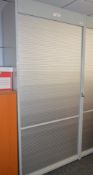 1 x Flexiform Tambour Door Tall Upright Office Storage Cabinet - Grey and Beech Finish - High