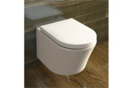 1 x Arc Wall Hung Toilet Pan With Soft Close Toilet Seat - Unused Stock - CL190 - Ref BOLT081 -