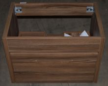 1 x Smart Walnut Floating Vanity Unit With Chrome Handles - Sink Basin Not Included - 600mm