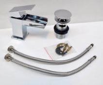 1 x Waterfall Cloakroom Basin Mono Mixer Tap With Dome Clack-Clack Waste – Used Commercial Sample In