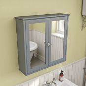 1 x Camberley Wall Hung Mirrored Bathroom Cabinet - H298xW620mm - Contemporary Dove Grey Finish - Un