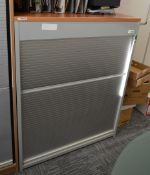 1 x Flexiform Tambour Door Office Storage Cabinet - Grey and Beech Finish - High Quality Office