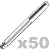 50 x ICE LONDON App Pen Duo - Touch Stylus And Ink Pen Combined - Colour: SILVER - MADE WITH SWAROVS