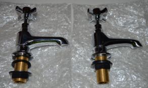 1 x Set of Hampshire Pillar Cross Head Bath Taps - Brass Construction With Chrome Finish - Unused St