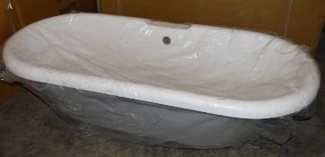 1 x Shakespeare Roll Top Freestanding Bath - High Quality Acrylic Finish in Grey and White -